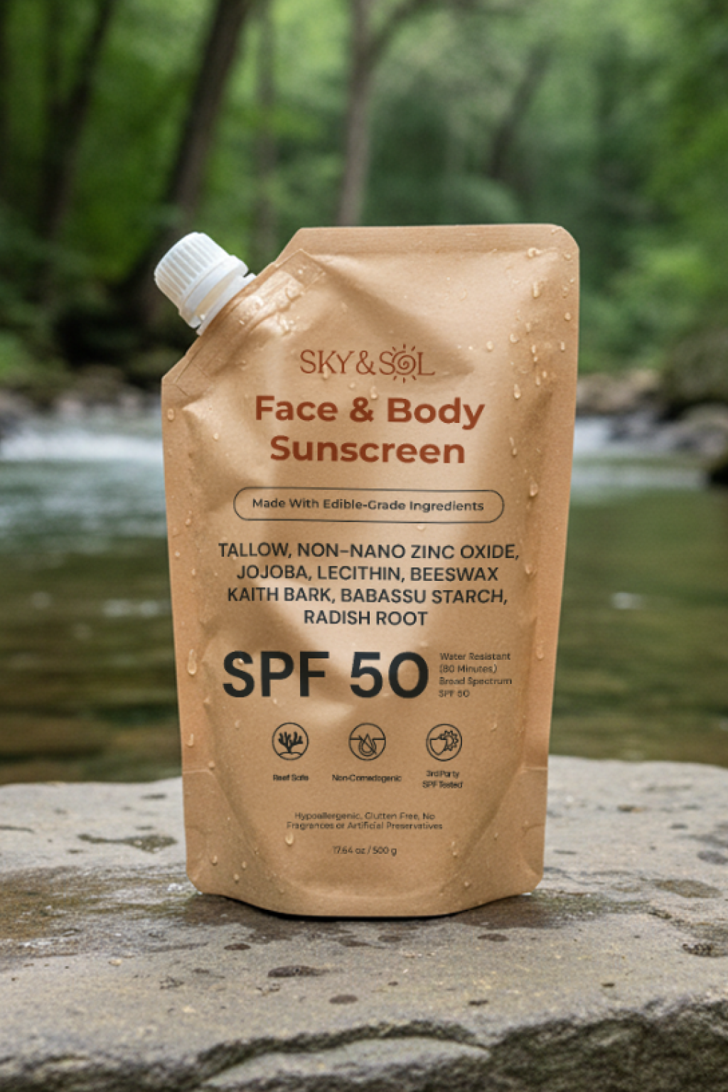 Natural Sunscreen Face and Body SPF 50 Kraft Bag - 500g