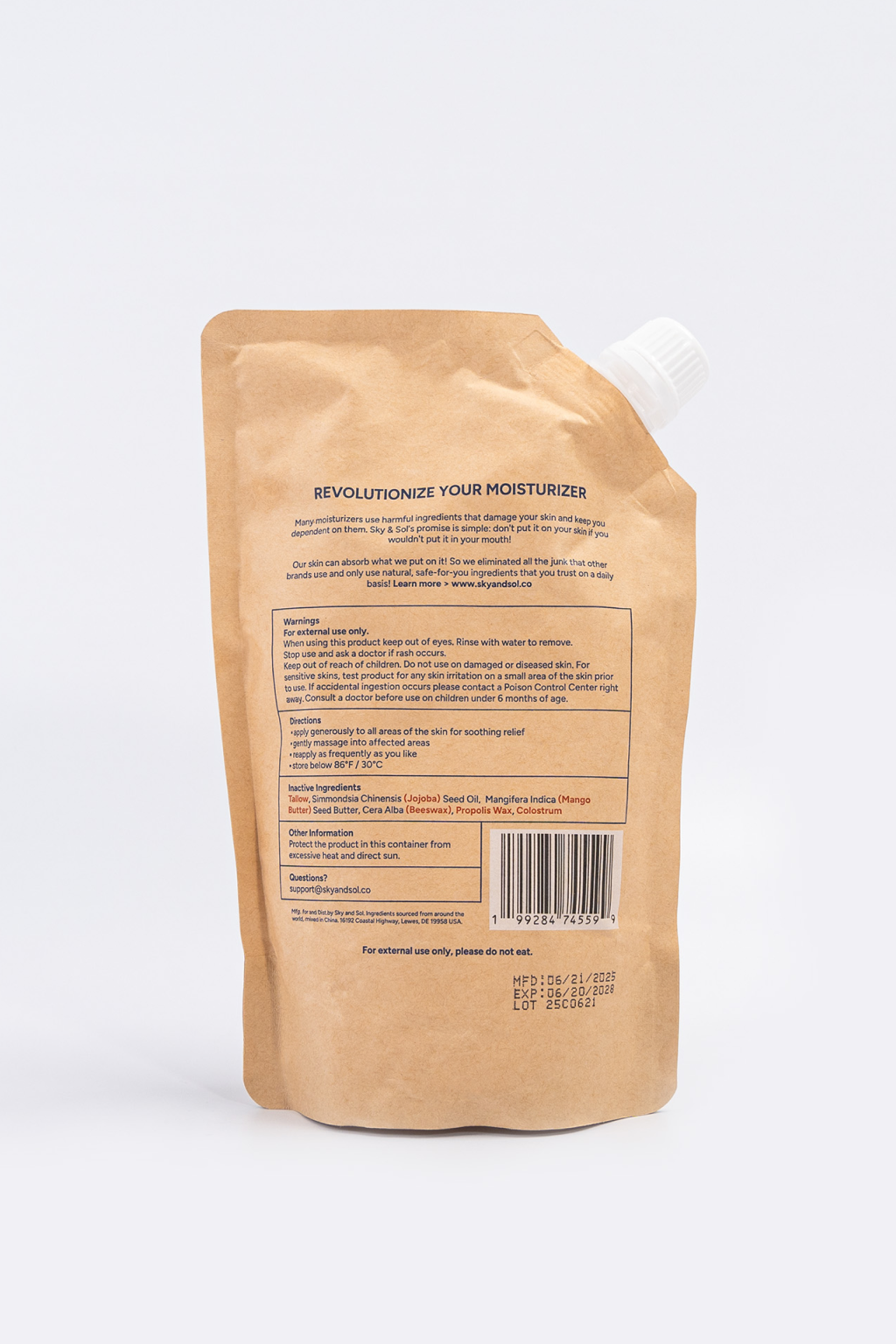 Natural Restorative Moisturizing Cream Kraft Bag - 500g